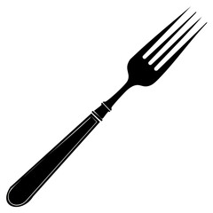 Classic dining fork silhouette vector illustration. Black kitchen utensil icon for restaurant or menu design.