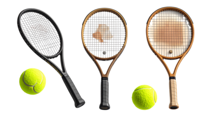  Tennis racket with ball isolated on transparent background