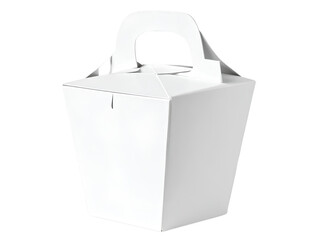 Firefly_White Paper Takeout Food Container With Handle takeout box isolated on a transparent