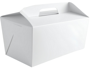 White Paper Takeout Food Container With Handle takeout box isolated on a transparent background
