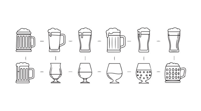 Vector art of beer glasses collection