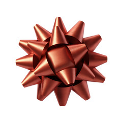 Copper-Rose Gold Starburst Gift Bow | Metallic Ribbon Holiday Ornament | Shimmering Festive Bow Close-Up
