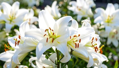 Close-up of white lilies in bloom