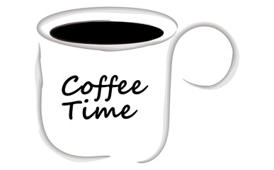 COFFEE TIME - ゆっくりコーヒーを楽しんでいる、コーヒーブレイクのイメージ（ベクター素材）
