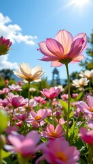 Obraz premium Whimsical Glass Flower Garden with Sunlit Pastels