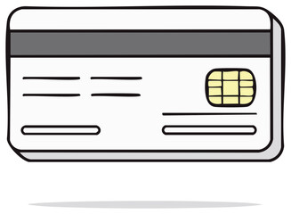Illustrated credit card with chip and magnetic stripe isolated on white