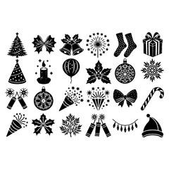 set of christmas elements, christmas icons set png collection for web design