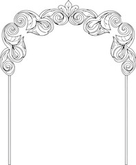 Decorative vector top arch frame, premium swirl ornament for wedding invitation