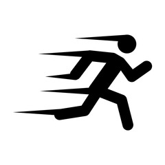 Running person Glyph icon with fast motion effect, representing sports, competition, or quick service.