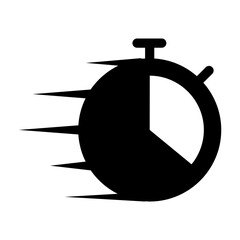 Stopwatch Glyph icon with motion effect, representing time, urgency, and speed tracking.