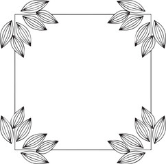 Vector decorative foliage corner motif frame, luxury minimalist border for poster and brochure
