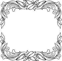 Vector decorative floral swirl frame, elegant organic border for invitation design