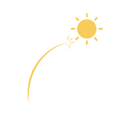 Obraz premium Stylized Sun with Trail, Symbolizing Energy and Positive Direction, Simple Design.