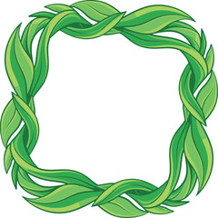 Vector decorative foliage braid circle motif frame, eco botanical border for packaging and branding
