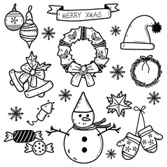 set of christmas elements, christmas icons set png collection for web design