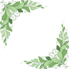 Vector decorative organic leaf motif corner frame, eco botanical border for packaging and branding