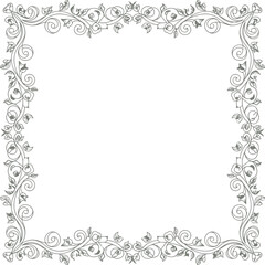 Vector decorative leaf swirl frame ornament with floral vine corner design