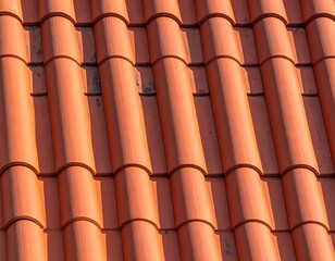 Terracotta Roof Tiles Close-up View.