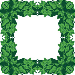 Vector decorative frame with geometric leafline abstract design in seamless square style
