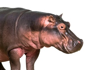 Hippopotamus head and shoulders isolated on white