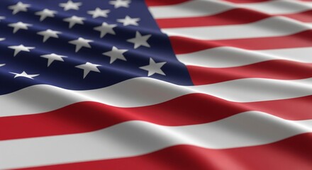 Fototapeta premium the United States flag, showing detailed fabric texture with visible folds and waves
