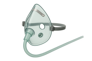 Medical oxygen mask providing breathing support on transparent background