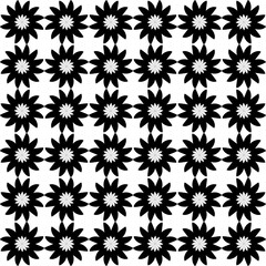 Layered Starburst Flower Seamless Pattern - Black and White/Transparent Modern Floral Textile Print
