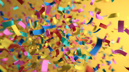 Confetti popper exploding streamers freeze frame celebration