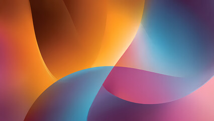 Energetic Abstract Background with Flowing Orange, Pink, and Blue Overlapping Curved Shapes
