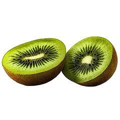 Creative graphic design of a kiwi fruit, highlighting fresh texture, vibrant green color, and artistic style.
