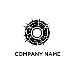 Fototapeta premium Abstract Black Circle with Cracks and Spikes, Modern Logo Design.