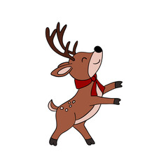 Cute Christmas reindeer illustration, Santa Claus’s holiday deer with festive decorations