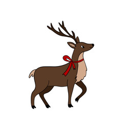 Cute Christmas reindeer illustration, Santa Claus’s holiday deer with festive decorations