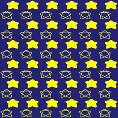 A seamless repeating pattern of yellow stars on a deep navy background, giving a bold and playful look.