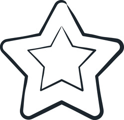 Hand drawn star doodle set black and white illustration