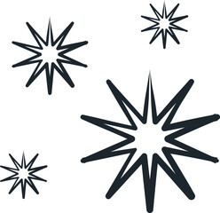 Hand drawn star doodle set black and white illustration