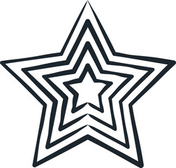 Hand drawn star doodle set black and white illustration