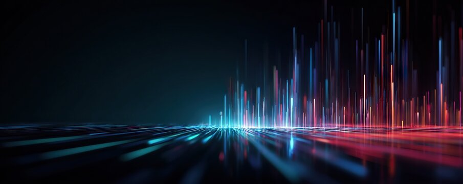 Fototapeta Abstract digital background. Can be used for technological processes, neural networks and AI, digital storages, sound and graphic forms, science, education, etc.