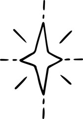 Hand drawn star doodle set black and white illustration