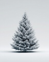 Sleek minimalist Christmas tree on clean white background