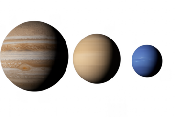 Jupiter, Saturn, Neptune showing solar system gas giants