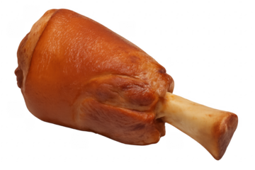 Roasted pork knuckle with bone on transparent background