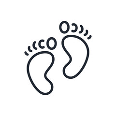 Baby footprint editable stroke outline icon isolated on white background flat vector illustration. Pixel perfect. 64 x 64.