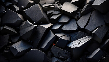 Fototapeta premium Abstract Shattered Black Rocks Background Dramatic Light Possible Use Graphic Design Digital Art