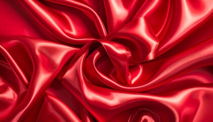 Lustrous Red Satin in Luxurious Swirls