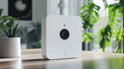 Modern white security camera