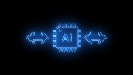 Abstract concept of an AI processing unit, featuring a glowing microchip and arrows for data interaction, symbolizing advanced computation and digital intelligence - Powered by Adobe