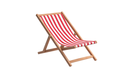 Red White Striped Deckchair isolated on a transparent background