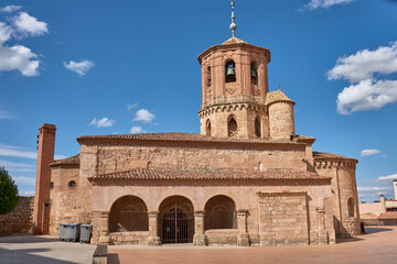 Obraz premium Romanesque architecture in Castile and Leon, the Church of San Miguel de Almazan, a Spanish historical treasure