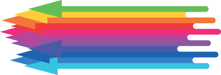 Obraz premium colored, arrows turned to the left, a set of arrows combined into one bunch